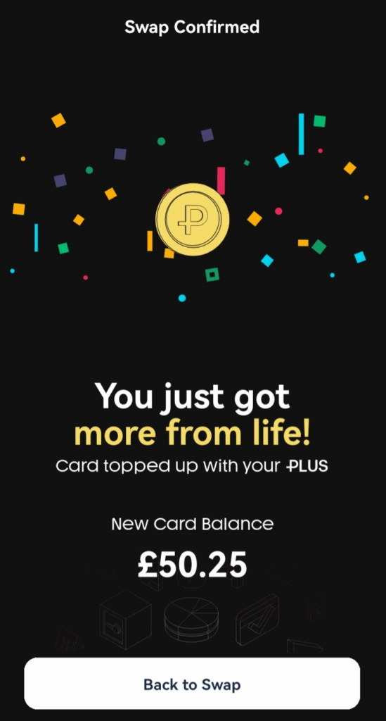 PLUS to GBP Swap - confirmed